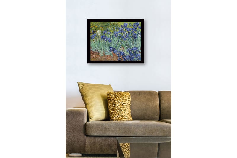 Inramad Canvastavla i trä - 41x56 cm - Färgrik samling av irisblommor - Blå / Grön / Brun - Inredning - Tavlor & posters - Canvastavla