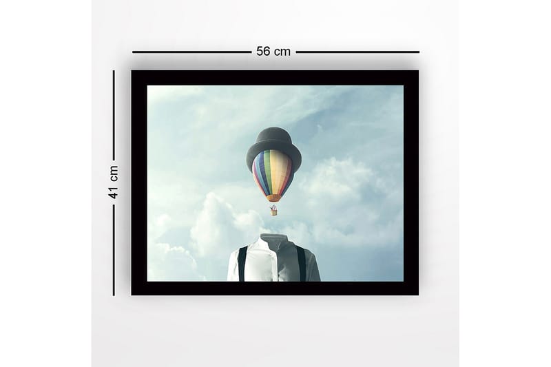 Inramad Canvastavla i trä - 41x56 cm - Huvudlös man i vit skjorta med en färgglad varmluftsballong ovanför - Blå / Grön / Röd - Inredning - Tavlor & posters - Canvastavla