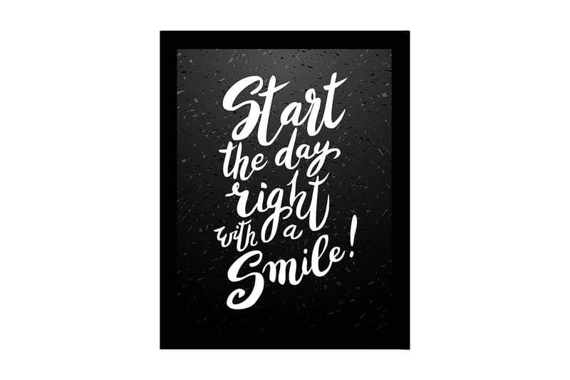 Inramad Canvastavla i trä - 41x56 cm - Inspirerande citat med handskriven typografi, Svart / Vit