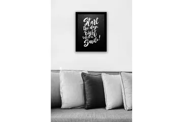 Inramad Canvastavla i trä - 41x56 cm - Inspirerande citat med handskriven typografi - Svart / Vit - Inredning - Tavlor & posters - Canvastavla