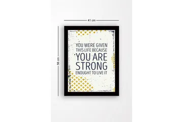 Inramad Canvastavla i trä - 41x56 cm - Inspirerande citat om styrka och livets värde - Mörkblå / Gul / Vit - Inredning - Tavlor & posters - Canvastavla