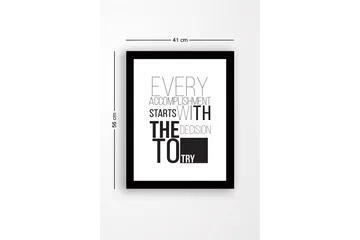 Inramad Canvastavla i trä - 41x56 cm - Inspirerande citat om prestation och beslutsamhet - Svart / Vitt - Inredning - Tavlor & posters - Canvastavla