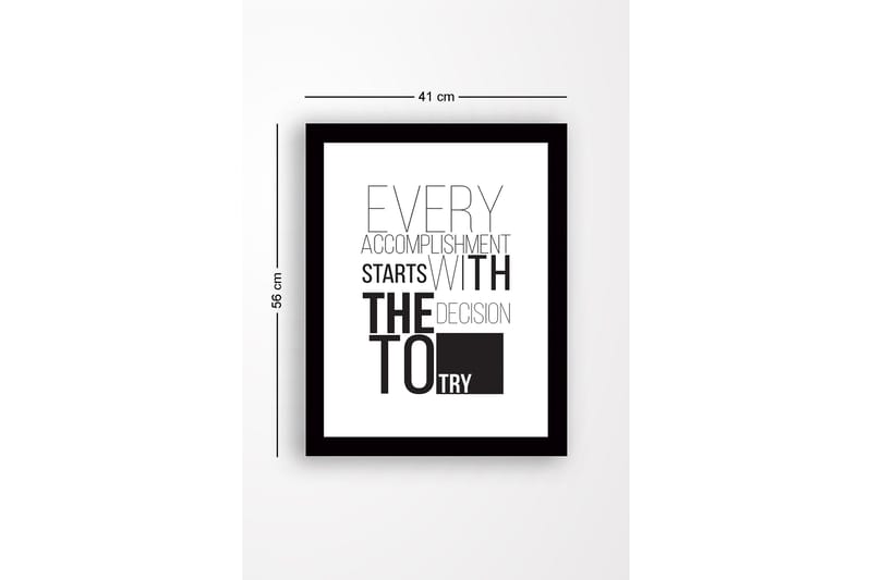 Inramad Canvastavla i trä - 41x56 cm - Inspirerande citat om prestation och beslutsamhet - Svart / Vitt - Inredning - Tavlor & posters - Canvastavla