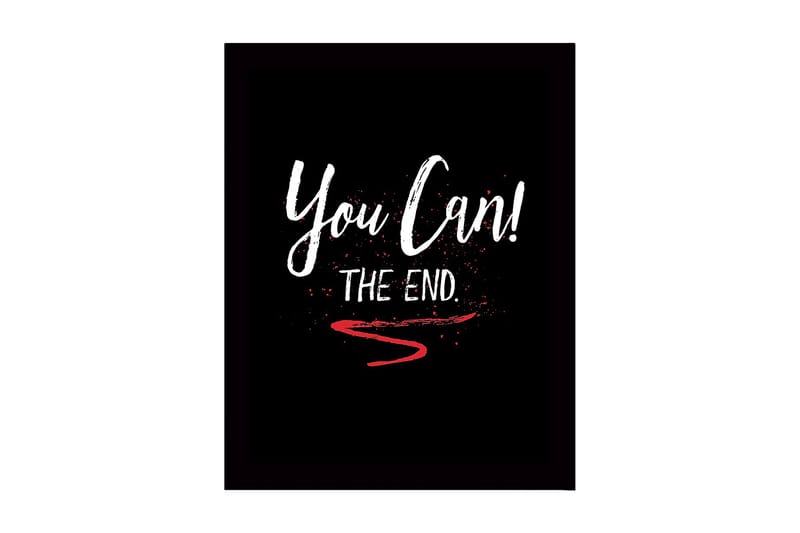 Inramad Canvastavla i trä - 41x56 cm - Inspirerande text med uppmaning och avslutning - Vit / Röd / Svart - Inredning - Tavlor & posters - Canvastavla