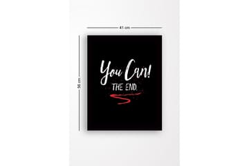 Inramad Canvastavla i trä - 41x56 cm - Inspirerande text med uppmaning och avslutning - Vit / Röd / Svart - Inredning - Tavlor & posters - Canvastavla