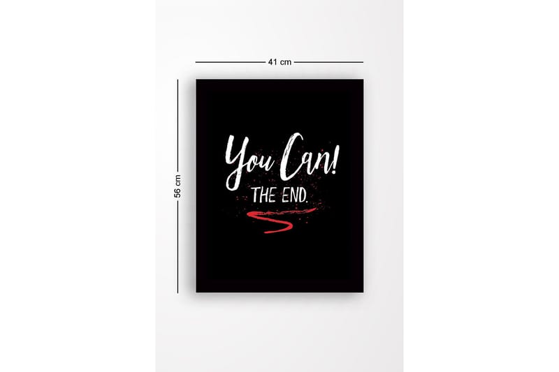 Inramad Canvastavla i trä - 41x56 cm - Inspirerande text med uppmaning och avslutning - Vit / Röd / Svart - Inredning - Tavlor & posters - Canvastavla