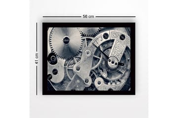 Inramad Canvastavla i trä - 41x56 cm - Intrikat urverk med kugghjul och mekaniska detaljer - Silver / Grå - Inredning - Tavlor & posters - Canvastavla