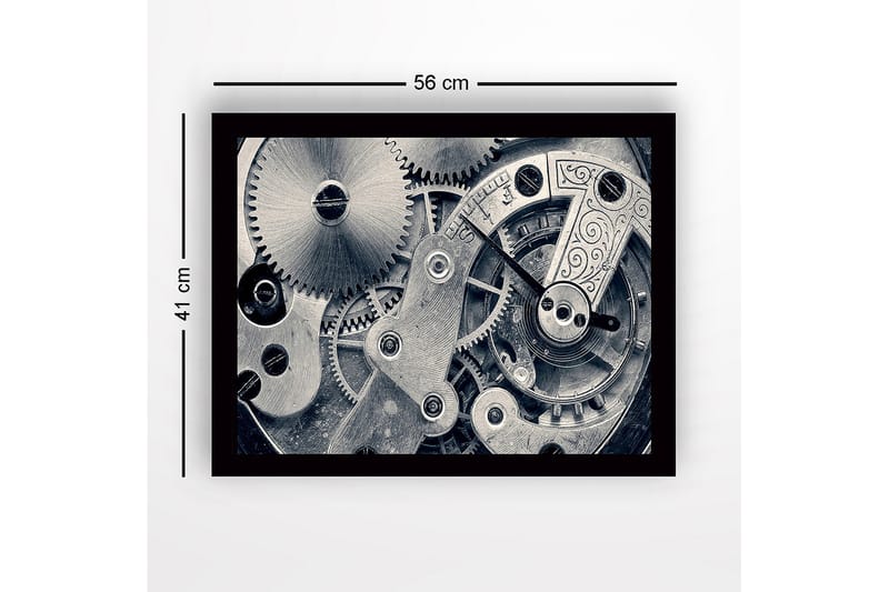 Inramad Canvastavla i trä - 41x56 cm - Intrikat urverk med kugghjul och mekaniska detaljer - Silver / Grå - Inredning - Tavlor & posters - Canvastavla