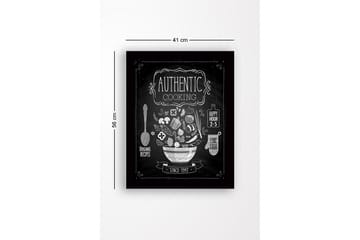 Inramad Canvastavla i trä - 41x56 cm - Köksskylt med en skål fylld av grönsaker och köksredskap - Vit / Svart - Inredning - Tavlor & posters - Canvastavla