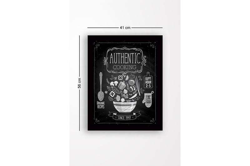 Inramad Canvastavla i trä - 41x56 cm - Köksskylt med en skål fylld av grönsaker och köksredskap - Vit / Svart - Inredning - Tavlor & posters - Canvastavla