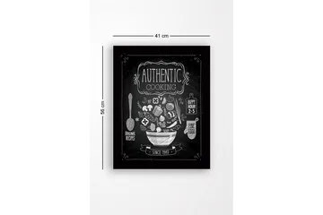 Inramad Canvastavla i trä - 41x56 cm - Köksskylt med en skål fylld av grönsaker och köksredskap - Vit / Svart - Inredning - Tavlor & posters - Canvastavla