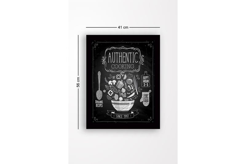 Inramad Canvastavla i trä - 41x56 cm - Köksskylt med en skål fylld av grönsaker och köksredskap - Vit / Svart - Inredning - Tavlor & posters - Canvastavla
