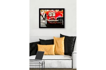 Inramad Canvastavla i trä - 41x56 cm - Klassisk röd sportbil med glänsande kromdetaljer - Röd / Krom / Svart - Inredning - Tavlor & posters - Canvastavla