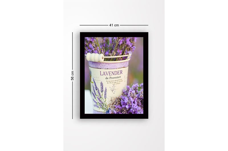 Inramad Canvastavla i trä - 41x56 cm - Lavendelblommor i en dekorativ kruka - Lila / Vit / Grön - Inredning - Tavlor & posters - Canvastavla