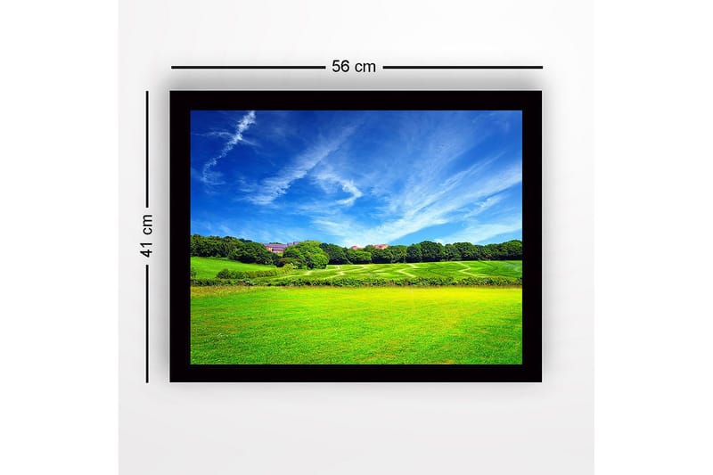 Inramad Canvastavla i trä - 41x56 cm - Lummig landskap med grönskande ängar och blå himmel - Grön / Blå - Inredning - Tavlor & posters - Canvastavla