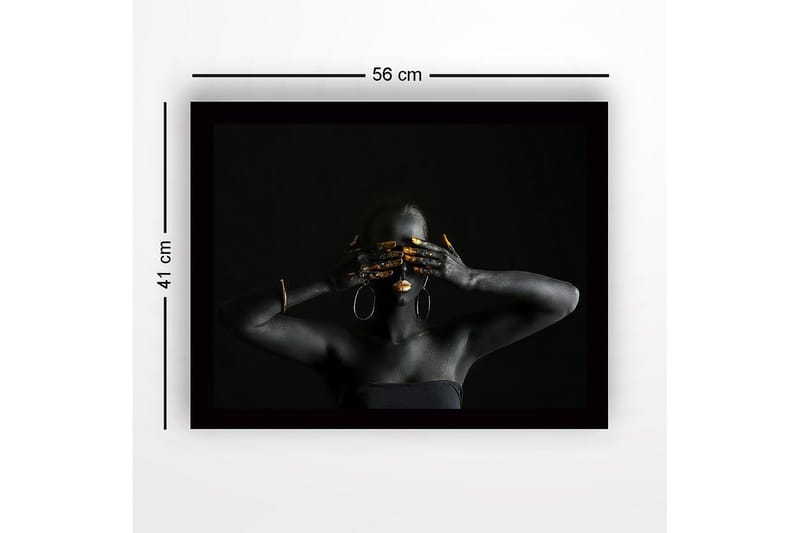 Inramad Canvastavla i trä - 41x56 cm - Mörk figur med guldiga detaljer som täcker ansiktet och händerna - Svart / Guld - Inredning - Tavlor & posters - Canvastavla
