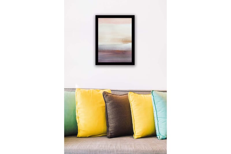 Inramad Canvastavla i trä - 41x56 cm - Mjuk abstrakt landskapskomposition med subtila färgövergångar - Ljusrosa / Beige / Lila - Inredning - Tavlor & posters - Canvastavla