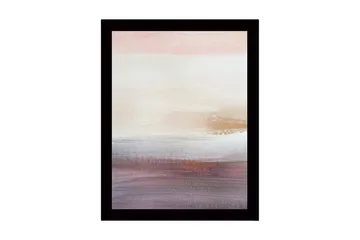 Inramad Canvastavla i trä - 41x56 cm - Mjuk abstrakt landskapskomposition med subtila färgövergångar - Ljusrosa / Beige / Lila - Inredning - Tavlor & posters - Canvastavla