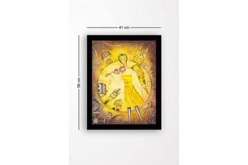 Inramad Canvastavla i trä - 41x56 cm - Musiker med fiol i en gyllene omgivning - Guld / Gul / Brun - Inredning - Tavlor & posters - Canvastavla