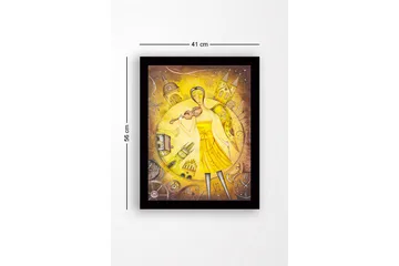 Inramad Canvastavla i trä - 41x56 cm - Musiker med fiol i en gyllene omgivning - Guld / Gul / Brun - Inredning - Tavlor & posters - Canvastavla