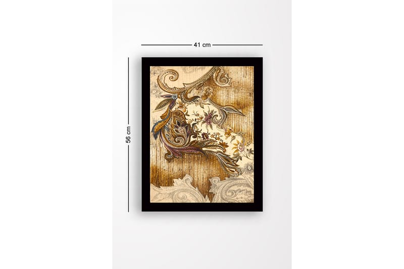 Inramad Canvastavla i trä - 41x56 cm - Ornamental mönster med blommor och bladverk - Guld / Brunt / Lila - Inredning - Tavlor & posters - Canvastavla