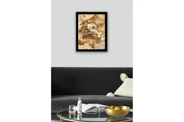 Inramad Canvastavla i trä - 41x56 cm - Ornamental mönster med blommor och bladverk - Guld / Brunt / Lila - Inredning - Tavlor & posters - Canvastavla