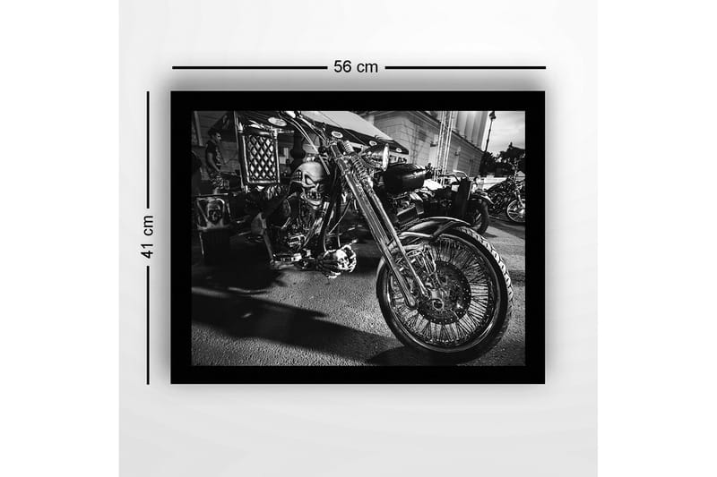 Inramad Canvastavla i trä - 41x56 cm - Skulptural motorcykel med dödskallemotiv - Svart / Silver - Inredning - Tavlor & posters - Canvastavla