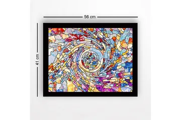 Inramad Canvastavla i trä - 41x56 cm - Spiraler av färgglada mosaikfragment - Blå / Röd / Gul - Inredning - Tavlor & posters - Canvastavla