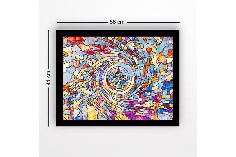 Inramad Canvastavla i trä - 41x56 cm - Spiraler av färgglada mosaikfragment - Blå / Röd / Gul - Inredning - Tavlor & posters - Canvastavla