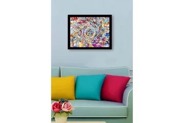 Inramad Canvastavla i trä - 41x56 cm - Spiraler av färgglada mosaikfragment - Blå / Röd / Gul - Inredning - Tavlor & posters - Canvastavla