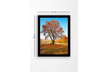 Inramad Canvastavla i trä - 41x56 cm - Ståtlig höstträd med färgglada löv - Orange / Gult / Brunt - Inredning - Tavlor & posters - Canvastavla