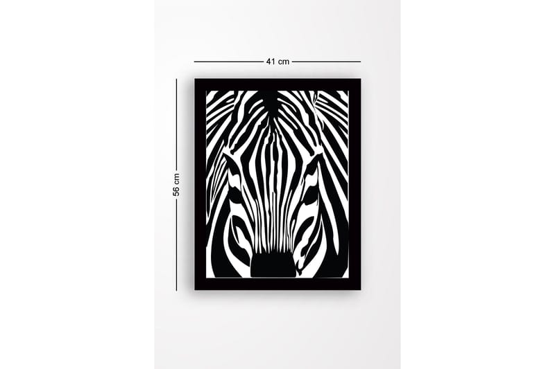 Inramad Canvastavla i trä - 41x56 cm - Stiliserad zebra med kontrasterande svarta och vita linjer - Svart / Vit - Inredning - Tavlor & posters - Canvastavla
