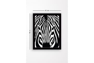 Inramad Canvastavla i trä - 41x56 cm - Stiliserad zebra med kontrasterande svarta och vita linjer - Svart / Vit - Inredning - Tavlor & posters - Canvastavla