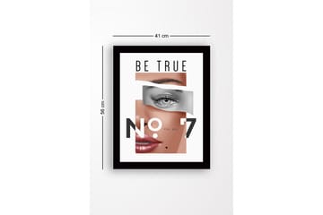 Inramad Canvastavla i trä - 41x56 cm - Stiliserat porträtt med fokus på ögon och läppar - Hudton / Grå / Svart - Inredning - Tavlor & posters - Canvastavla