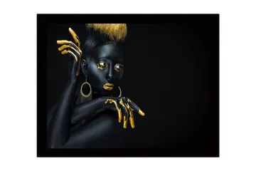 Inramad Canvastavla i trä - 41x56 cm - Svart och guldklädd modell med dramatiska poser - Svart / Guld - Inredning - Tavlor & posters - Canvastavla