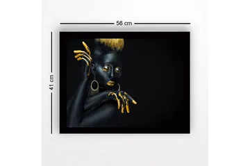 Inramad Canvastavla i trä - 41x56 cm - Svart och guldklädd modell med dramatiska poser - Svart / Guld - Inredning - Tavlor & posters - Canvastavla