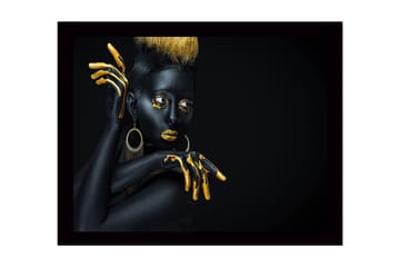 Inramad Canvastavla i trä - 41x56 cm - Svart och guldklädd modell med dramatiska poser - Svart / Guld - Inredning - Tavlor & posters - Canvastavla