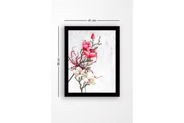 Inramad Canvastavla i trä - 41x56 cm - Vacker bukett av magnolior i rosa och vitt - Rosa / Vit - Inredning - Tavlor & posters - Canvastavla