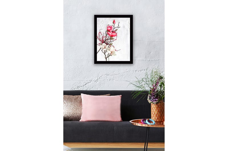 Inramad Canvastavla i trä - 41x56 cm - Vacker bukett av magnolior i rosa och vitt - Rosa / Vit - Inredning - Tavlor & posters - Canvastavla