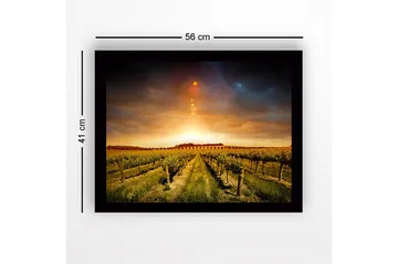 Inramad Canvastavla i trä - 41x56 cm - Vacker vinodling under en gyllene solnedgång - Guld / Grön / Brun - Inredning - Tavlor & posters - Canvastavla