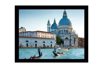 Inramad Canvastavla i trä - 41x56 cm - Vacker vy av venetianska gondoler vid en historisk byggnad - Blå / Vit / Grå - Inredning - Tavlor & posters - Canvastavla