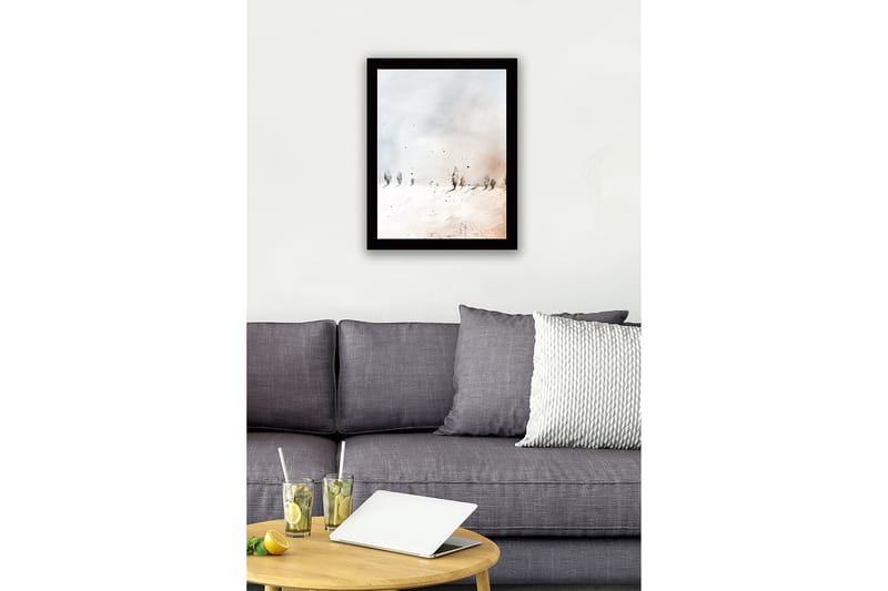 Inramad Canvastavla i trä - 41x56 cm - Vinterlandskap med snöklädda träd - Vit / Ljusgrå / Beige - Inredning - Tavlor & posters - Canvastavla