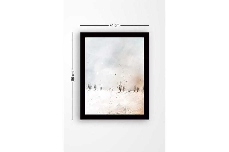 Inramad Canvastavla i trä - 41x56 cm - Vinterlandskap med snöklädda träd - Vit / Ljusgrå / Beige - Inredning - Tavlor & posters - Canvastavla