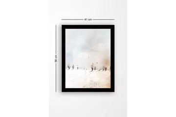 Inramad Canvastavla i trä - 41x56 cm - Vinterlandskap med snöklädda träd - Vit / Ljusgrå / Beige - Inredning - Tavlor & posters - Canvastavla