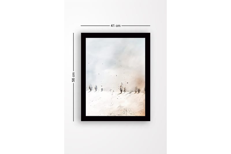 Inramad Canvastavla i trä - 41x56 cm - Vinterlandskap med snöklädda träd - Vit / Ljusgrå / Beige - Inredning - Tavlor & posters - Canvastavla