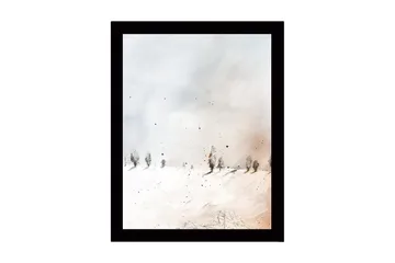 Inramad Canvastavla i trä - 41x56 cm - Vinterlandskap med snöklädda träd - Vit / Ljusgrå / Beige - Inredning - Tavlor & posters - Canvastavla