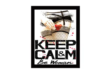 Inramad Canvastavla i trä - 41x56 cm - Provokativt motiv med en hand som håller ett hjärta i en strumpbyxa - Röd / Svart / Beige - Inredning - Tavlor & posters - Canvastavla