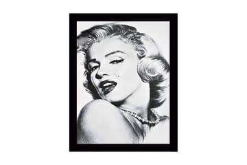 Inramad Canvastavla i trä - 41x56 cm - Porträtt av en glamourös kvinna med en förförisk blick - Svart / Vitt / Grått - Inredning - Tavlor & posters - Canvastavla
