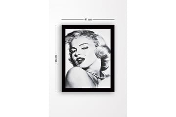 Inramad Canvastavla i trä - 41x56 cm - Porträtt av en glamourös kvinna med en förförisk blick - Svart / Vitt / Grått - Inredning - Tavlor & posters - Canvastavla