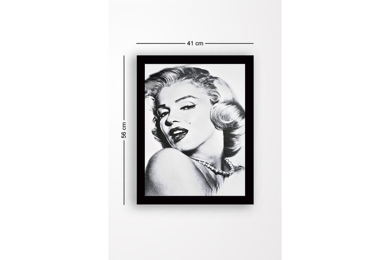 Inramad Canvastavla i trä - 41x56 cm - Porträtt av en glamourös kvinna med en förförisk blick - Svart / Vitt / Grått - Inredning - Tavlor & posters - Canvastavla